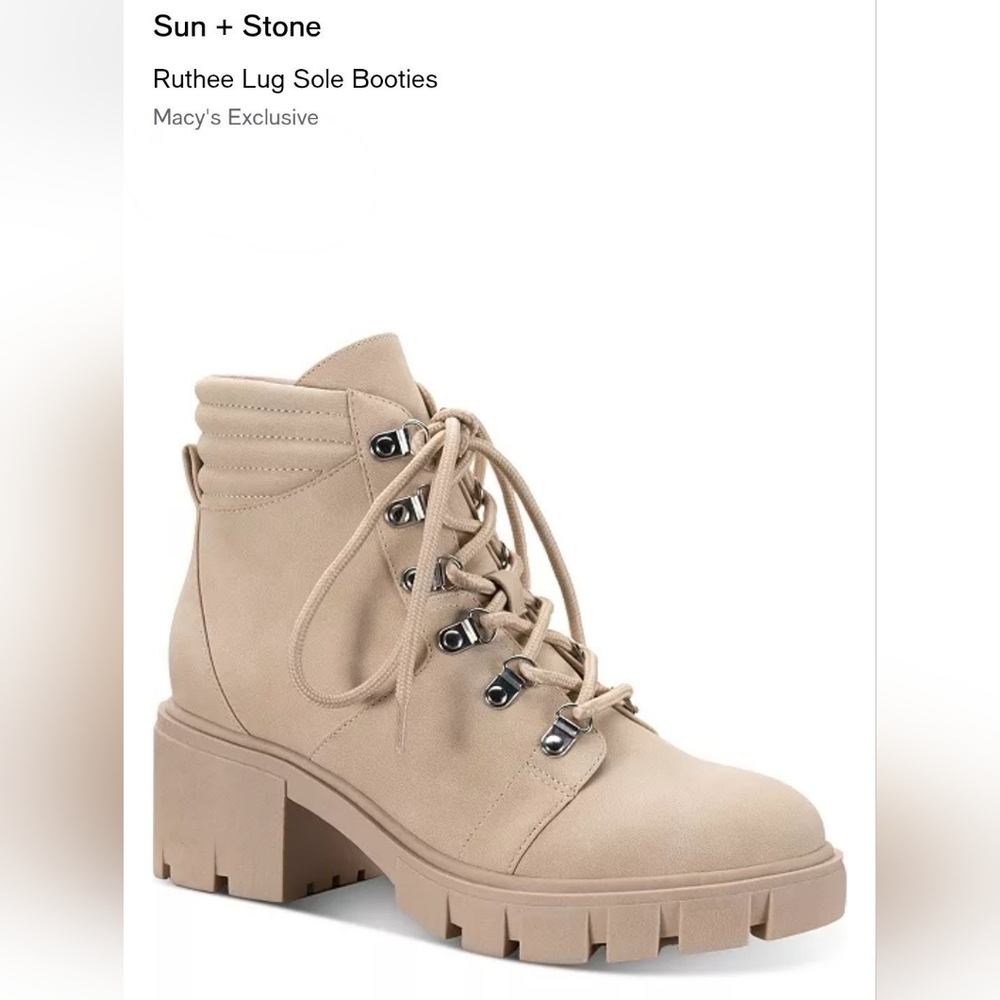 NWT! Sun + Stone Ruthee Bootie in TAN Size 10M